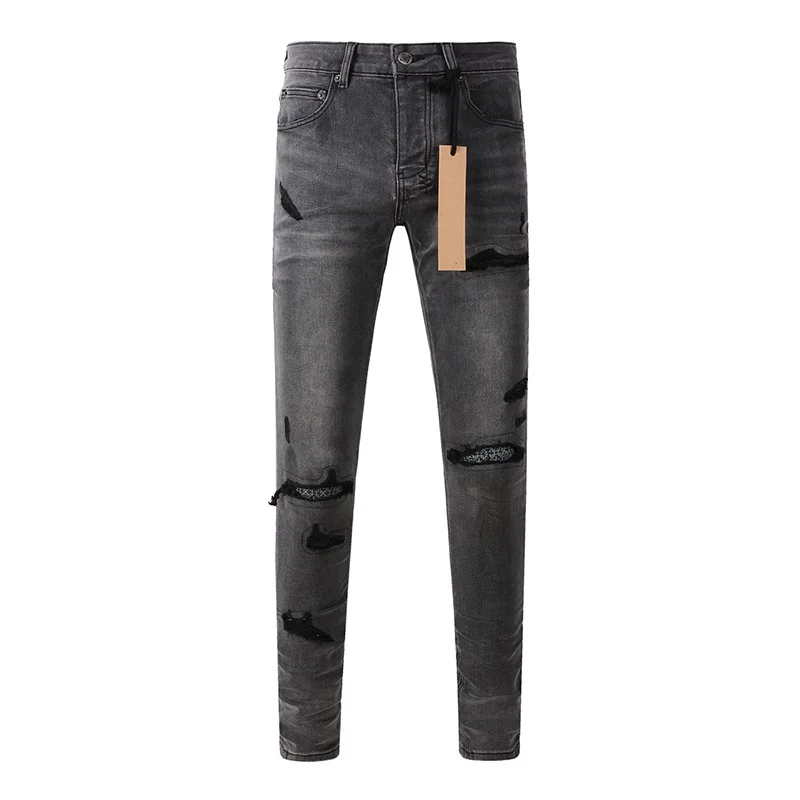 Distressed Jean Rip - Pantalones vaqueros rasgados con botones de