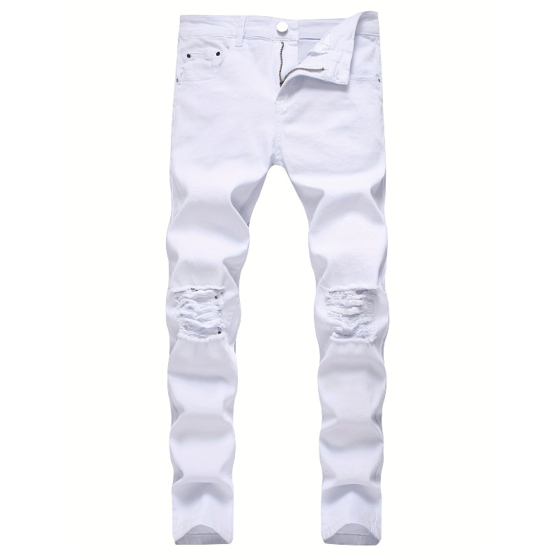 Distressed Jean Rip - Jeans Ajustados Elásticos Rotos para Hombre,