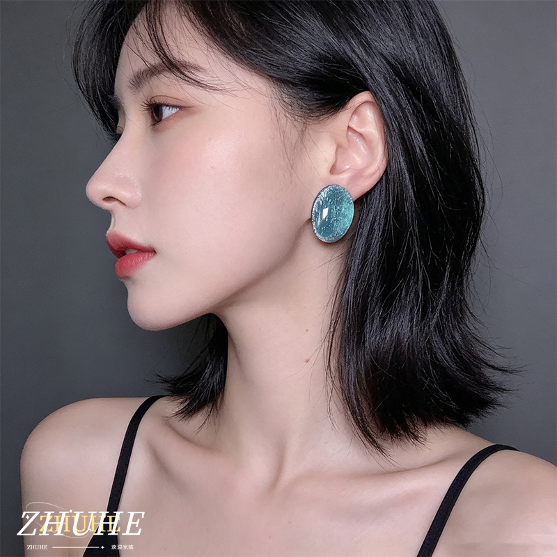 Street Fashion Earrings - Accesorios de joyería ovalados azules luminosos,
