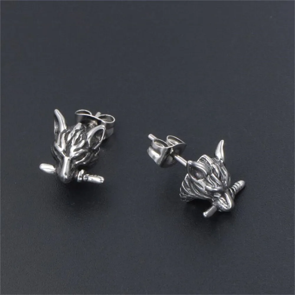 Street Fashion Earrings - Pendientes de cabeza de lobo para