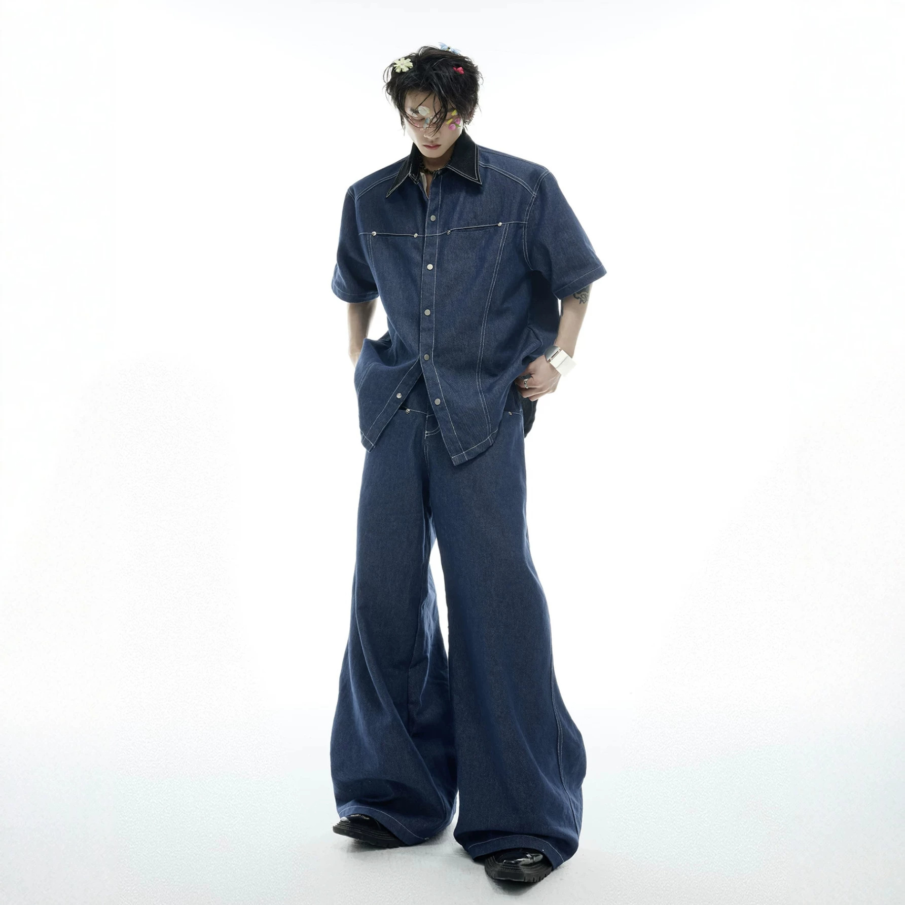 Street Fashion American - Conjunto de Verano para Hombre: Camisa