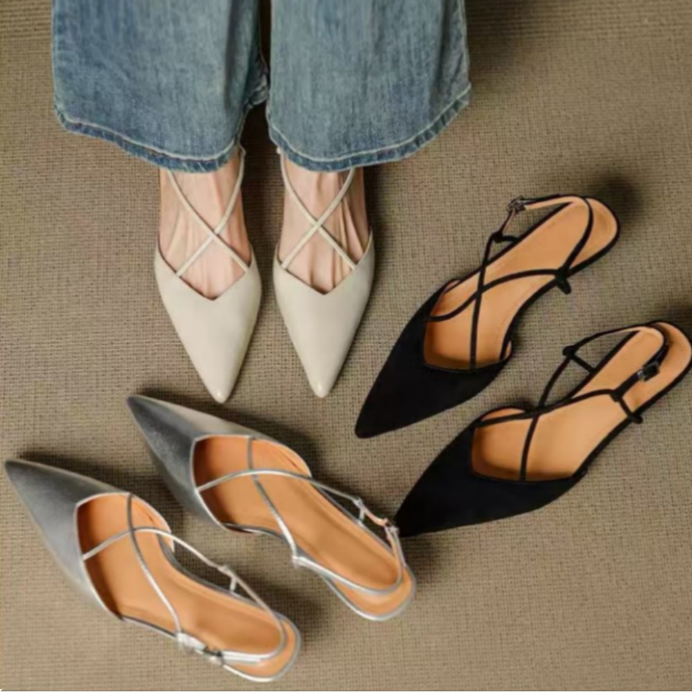 French Street Fashion - Zapatos de Tacón Bajo con Punta