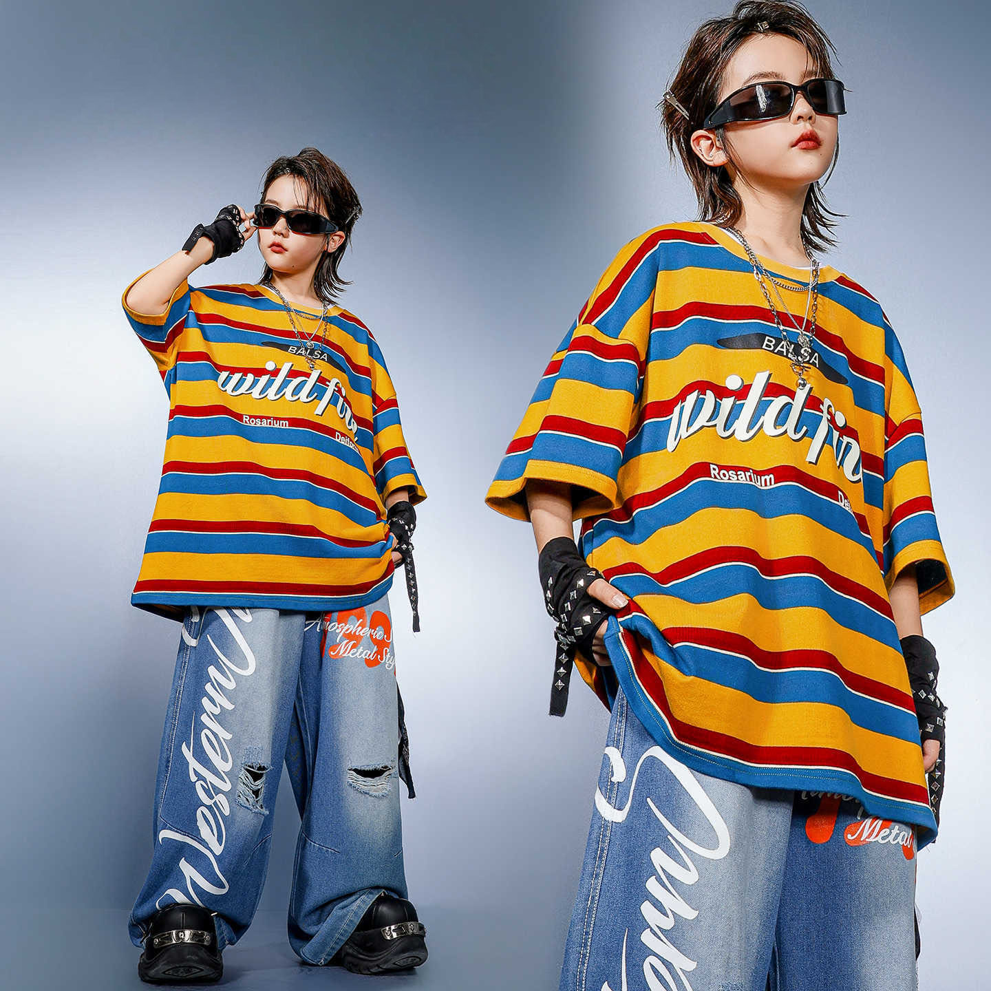 Distressed Jean Rip - Ropa Hip Hop para Niños, Camiseta