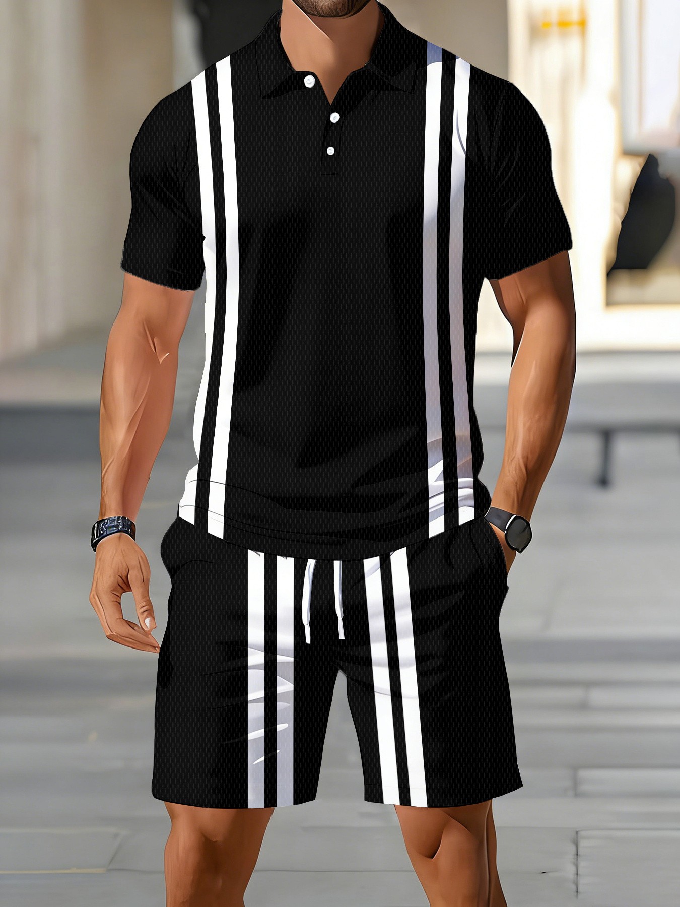Street Fashion American - Conjunto de Polo de Manga Corta