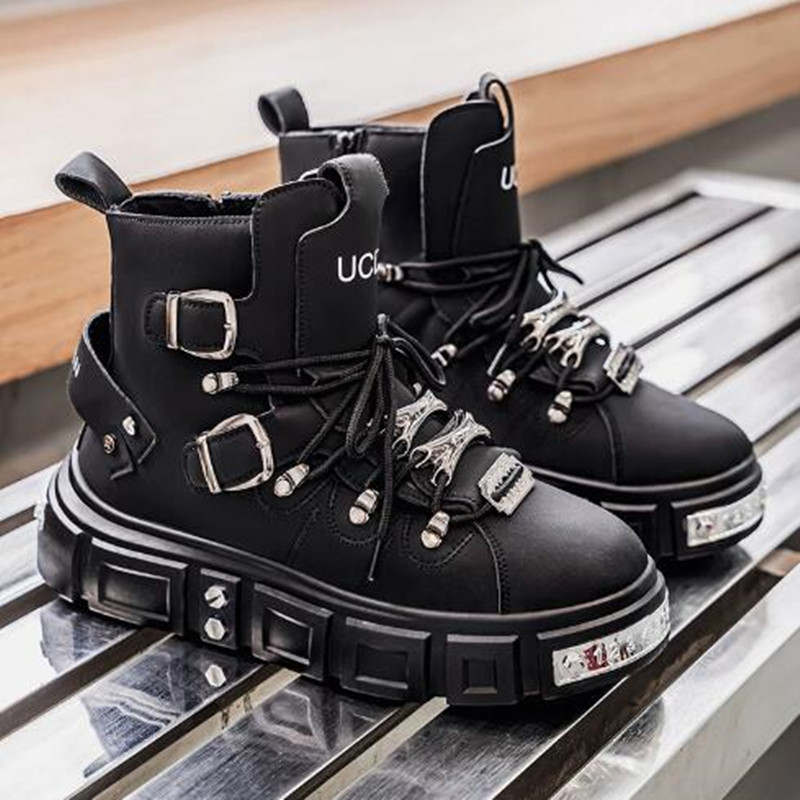 Street Fashion Designer - Zapatillas de moda negras con remaches,