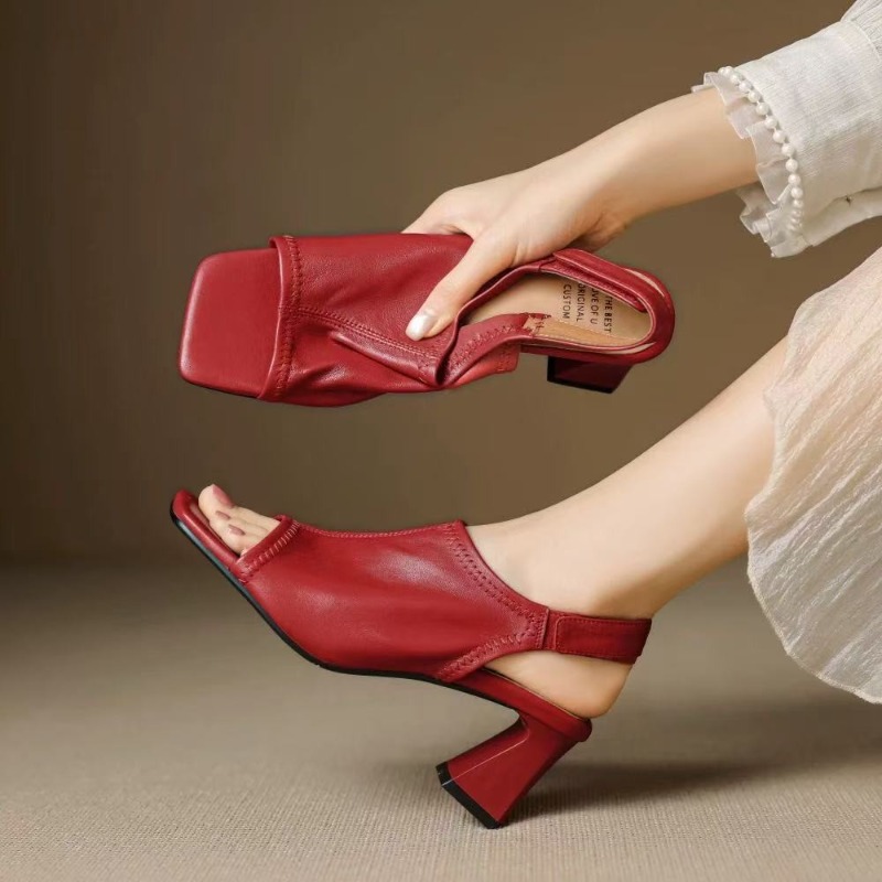 French Street Fashion - Sandalias Romanas de Tacón Alto con