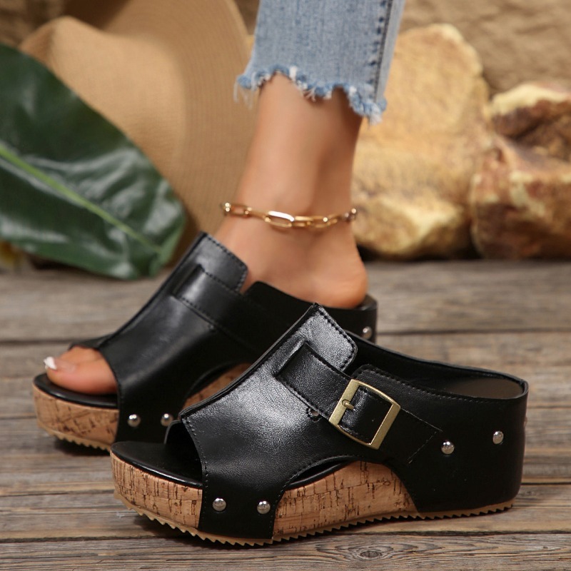 Sandalias de cuña de corcho pa - Street Fashion Plus Size reseña y precio
