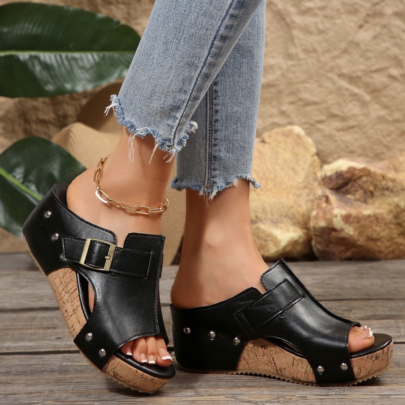 Sandalias de cuña de corcho pa - Street Fashion Plus Size reseña y precio