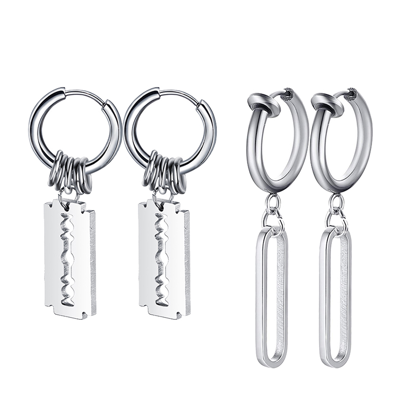 Pendientes de hoja de acero in - Street Fashion Earrings reseña y precio