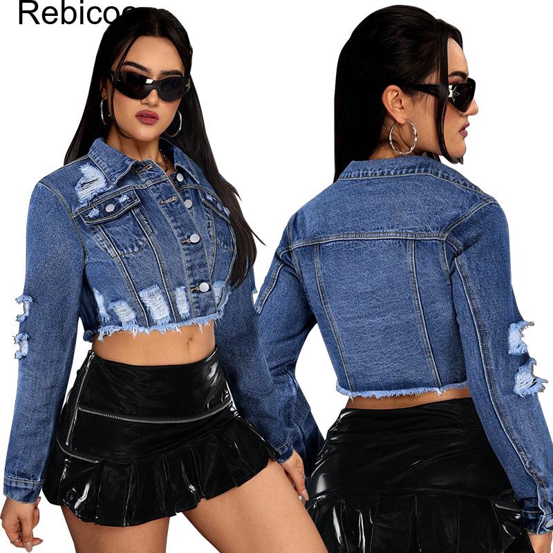 Chaqueta vaquera corta para mu - Distressed Jean Rip reseña y precio
