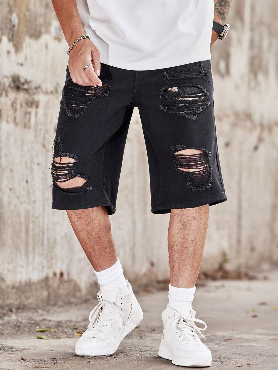 Pantalones Cortos de Mezclilla - Distressed Jean Rip reseña y precio