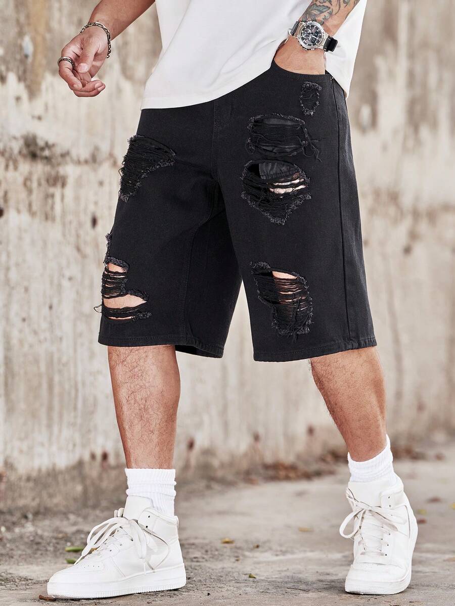 Pantalones Cortos de Mezclilla - Distressed Jean Rip reseña y precio