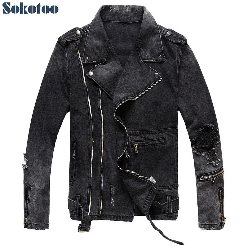 Sokotoo-chaqueta vaquera negra - Distressed Jean Rip reseña y precio