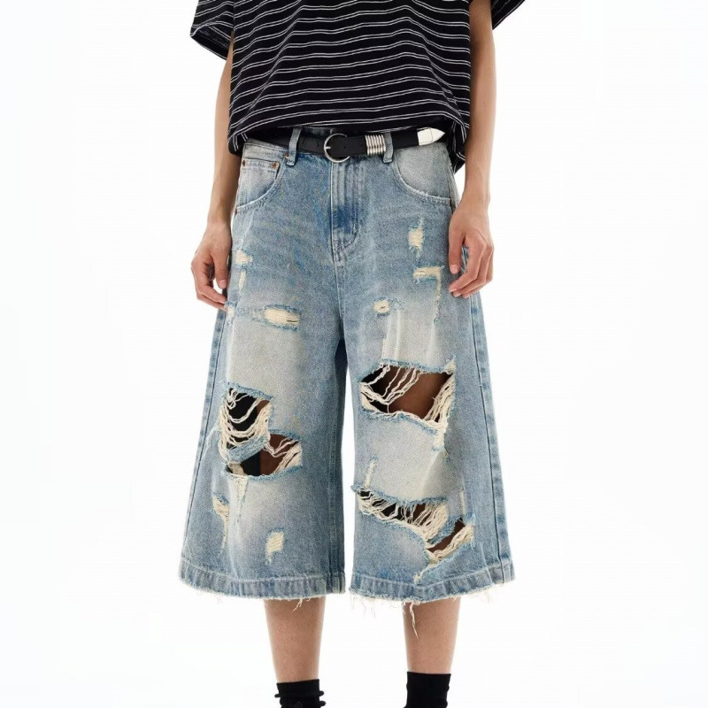 Nuevos pantalones cortos vaque - Distressed Jean Rip reseña y precio