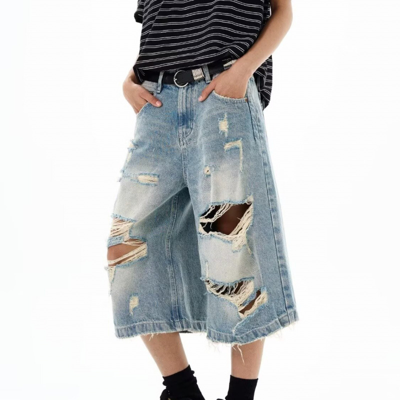 Nuevos pantalones cortos vaque - Distressed Jean Rip reseña y precio